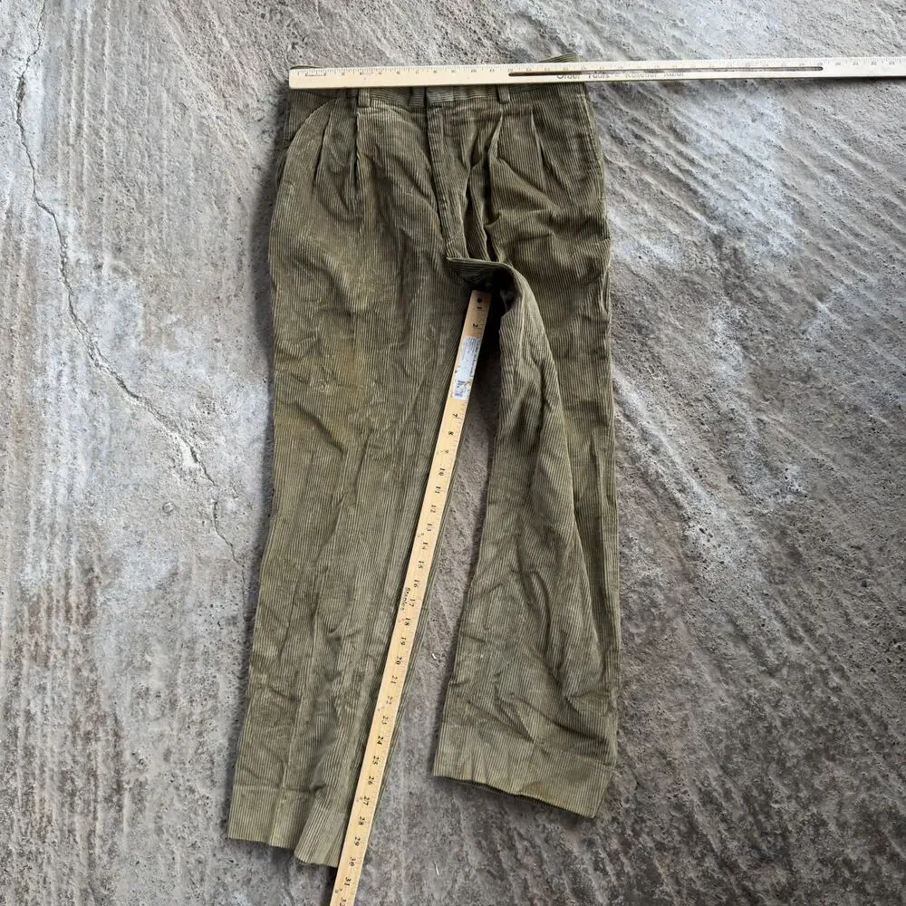 Vtg Country Traditionals Pendleton Green Corduroy Pants Trousers Pleated 32x31